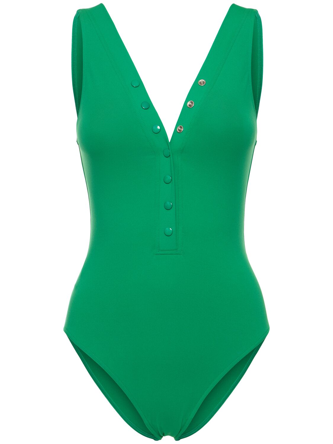 Eres Icone One Piece V-neck Swimsuit In 绿色
