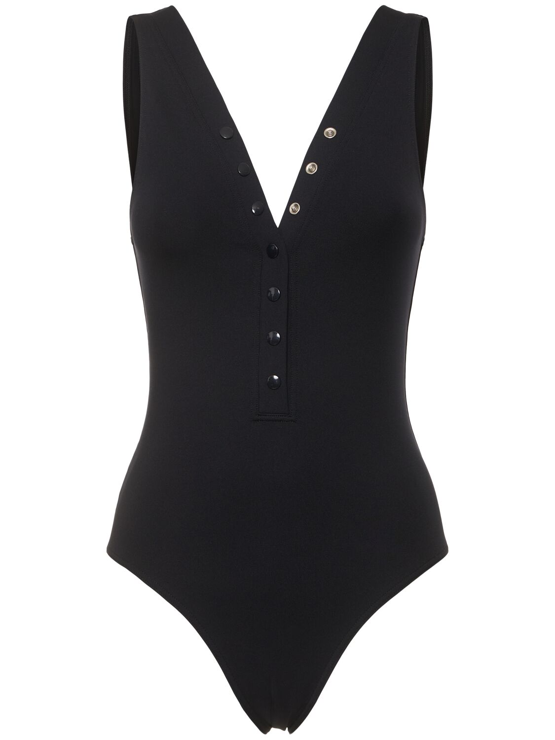 Shop Eres Icone One Piece V-neck Swimsuit In 黑色