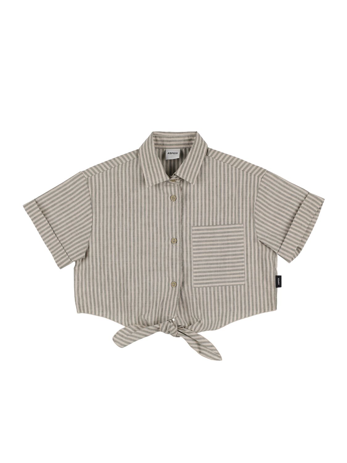 Aspesi Kids' Striped Cotton Blend Shirt In Beige