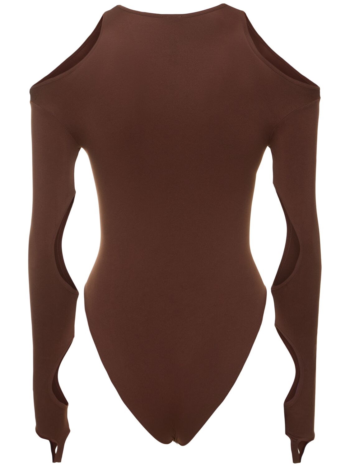 Shop Andreädamo Sculpting Jersey Cutout Bodysuit In Brown