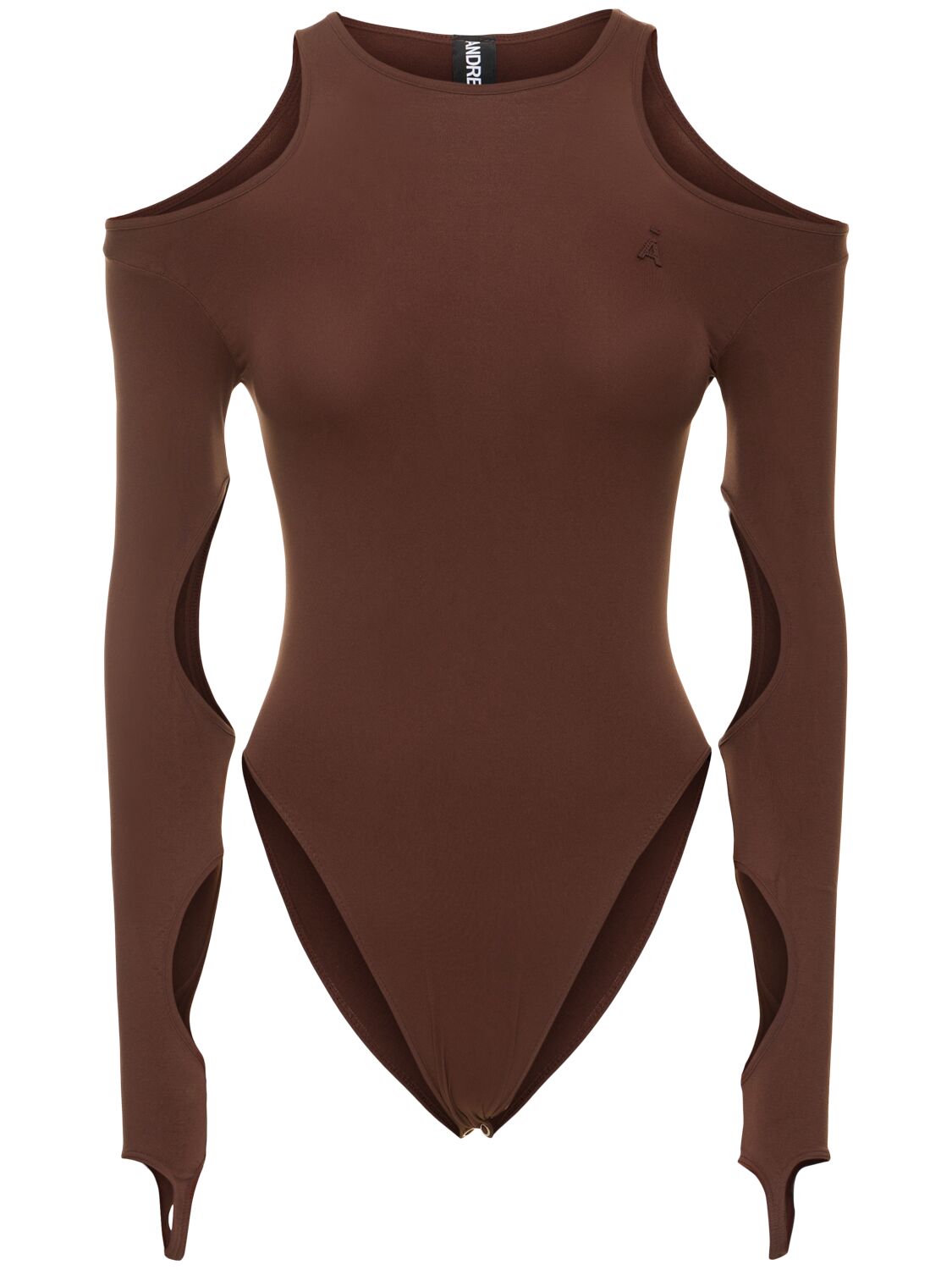Andreädamo Sculpting Jersey Cutout Bodysuit In Brown