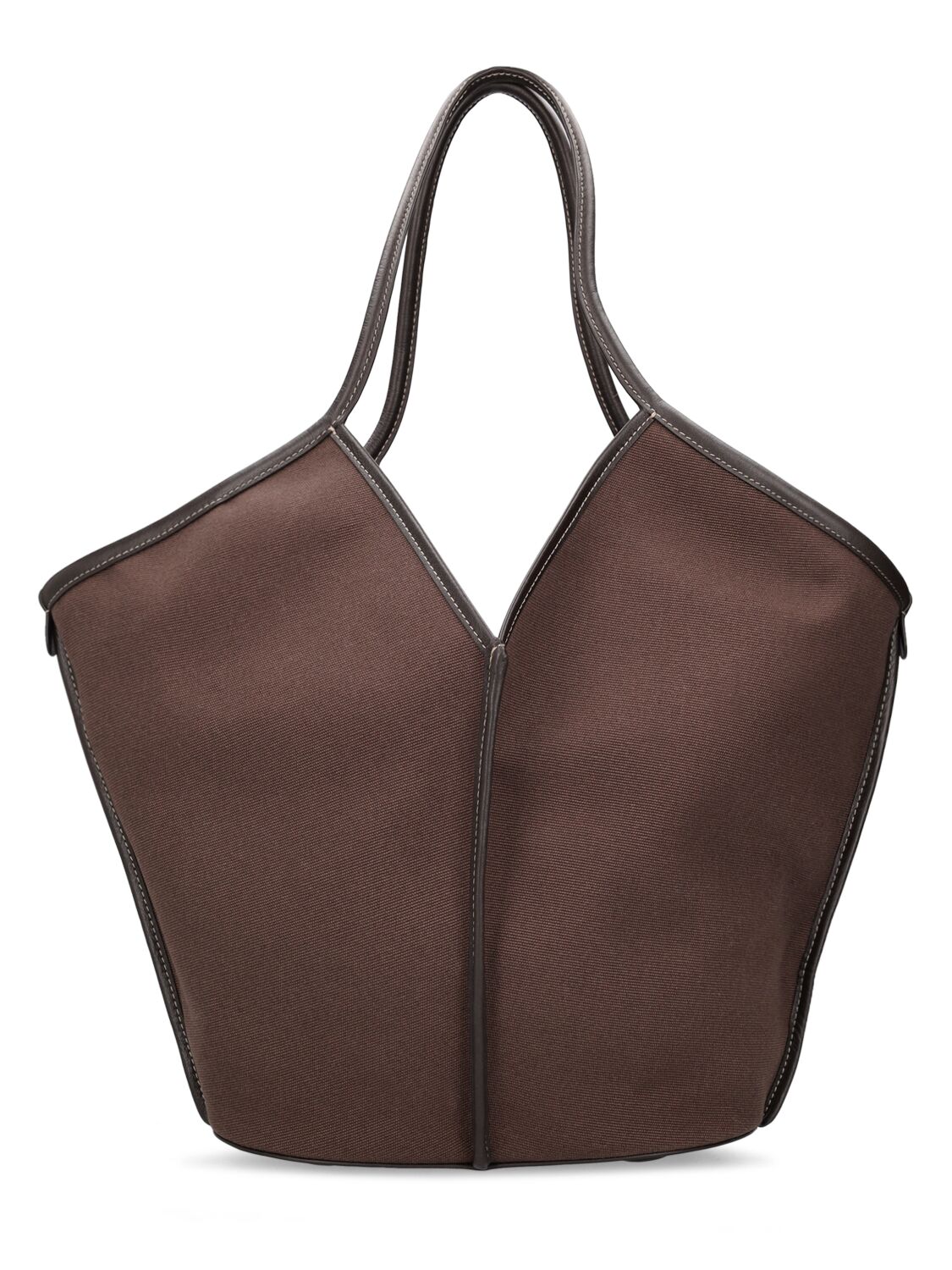Shop Hereu Calella Canvas & Leather Shoulder Bag In Dark Brown