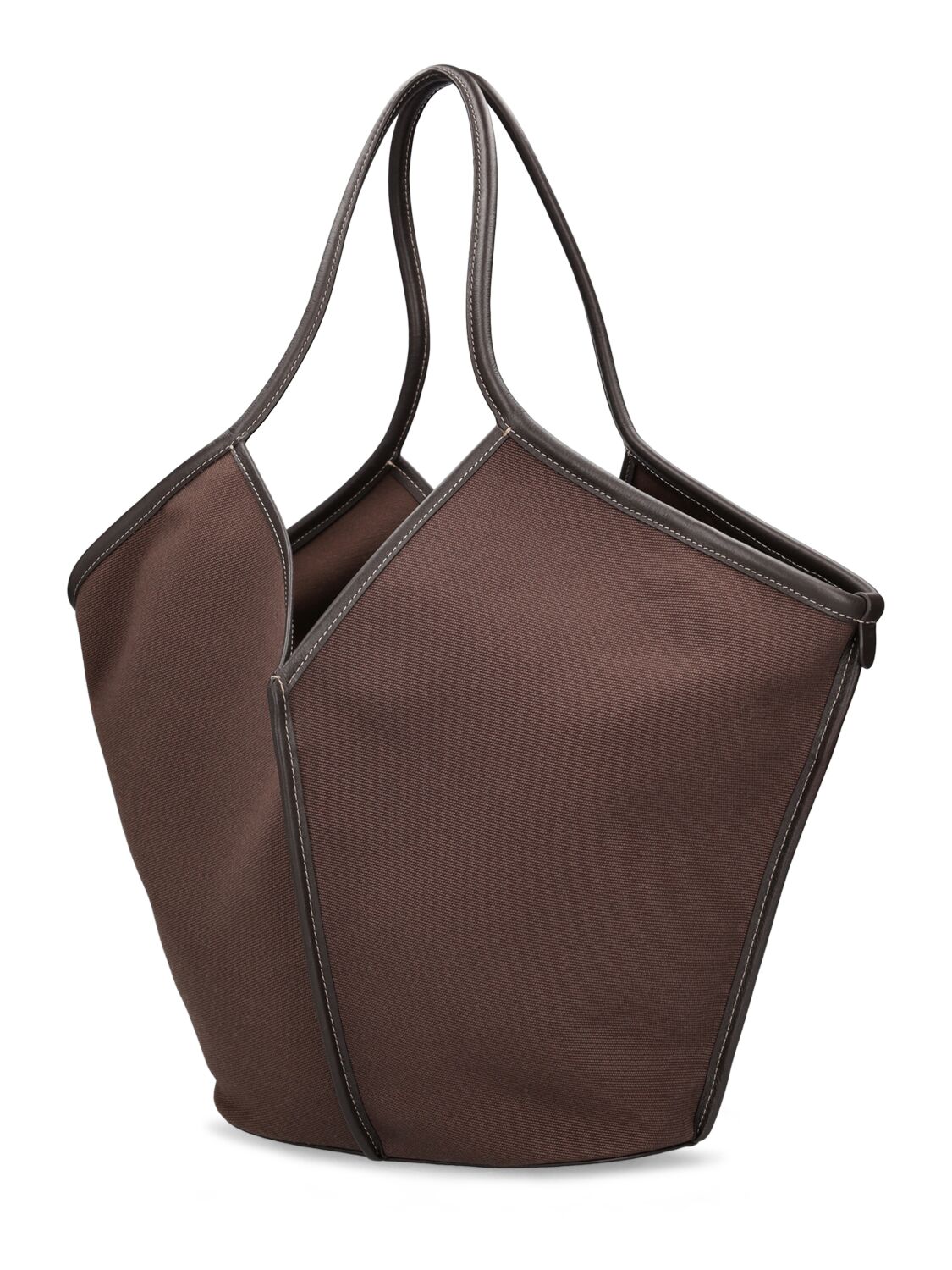 Shop Hereu Calella Canvas & Leather Shoulder Bag In Dark Brown