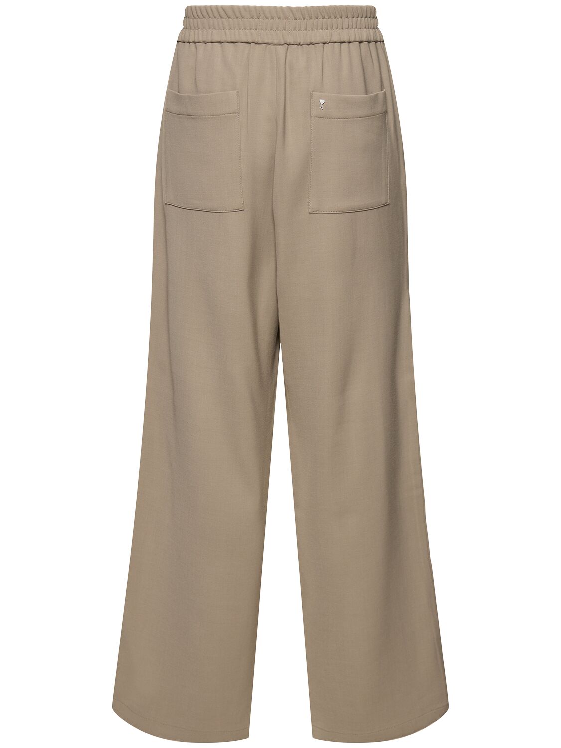 Shop Ami Alexandre Mattiussi Wool Blend Wide Pants In Light Taupe