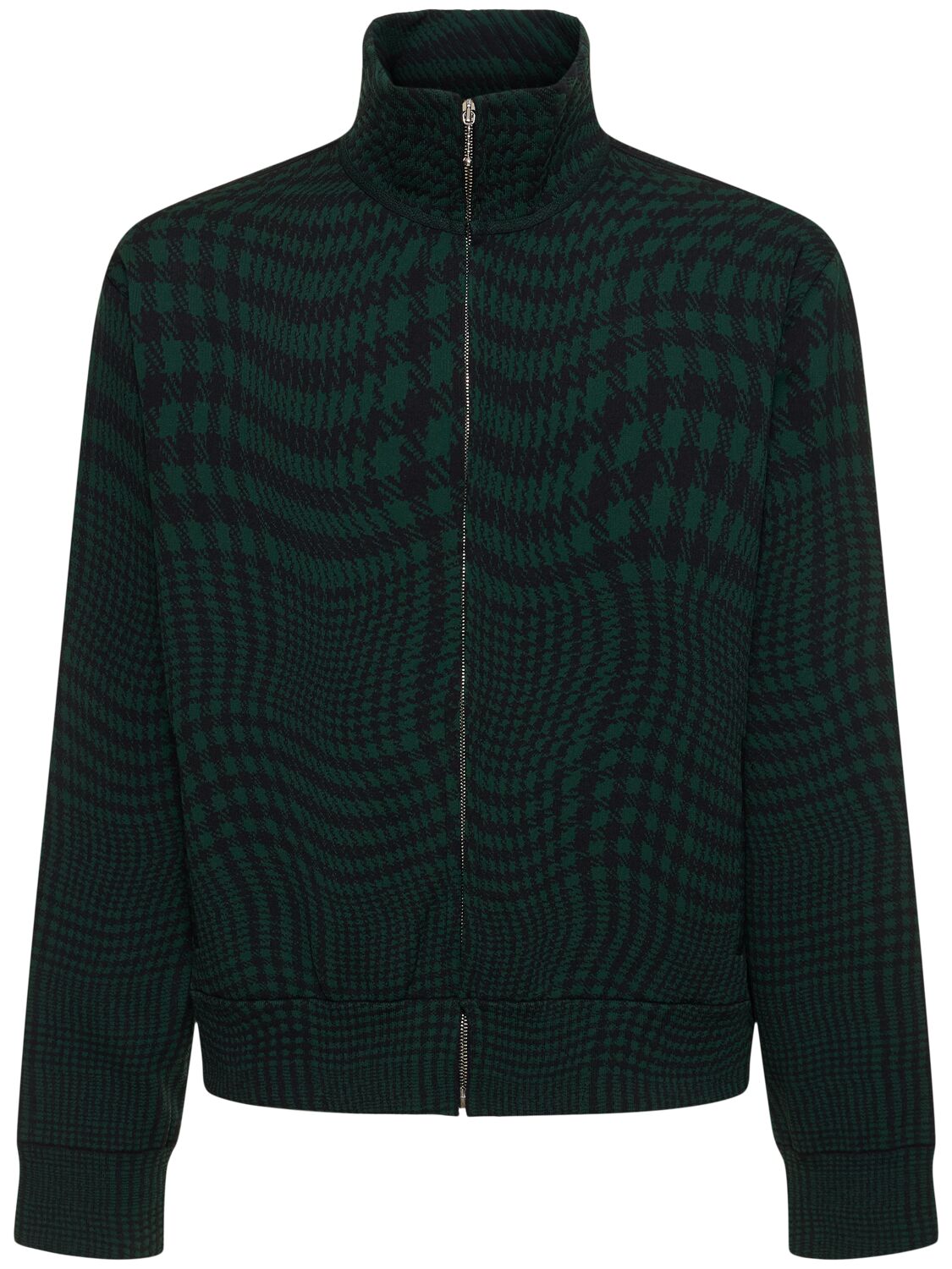 Image of Houndstooth Print Cotton Track Jacket