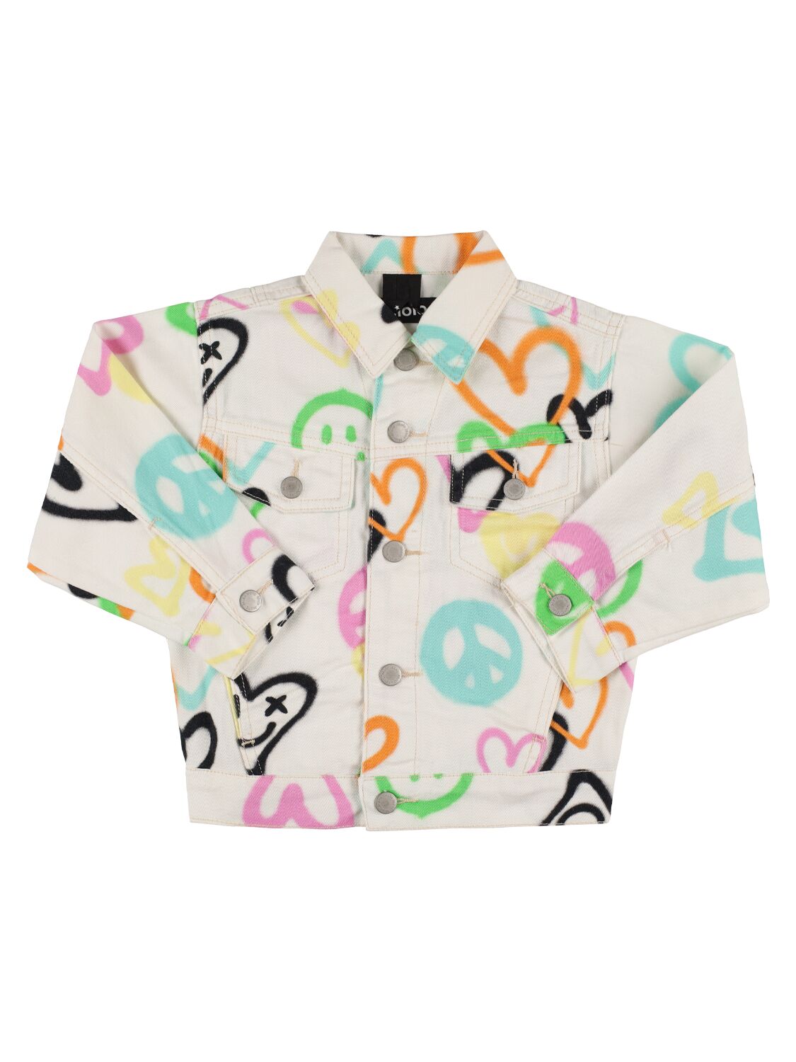 Shop Molo Printed Cotton Denim Jacket In Multicolor