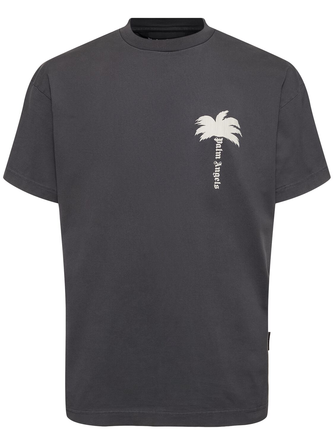 Shop Palm Angels The Palm Print Cotton T-shirt In Dark Grey