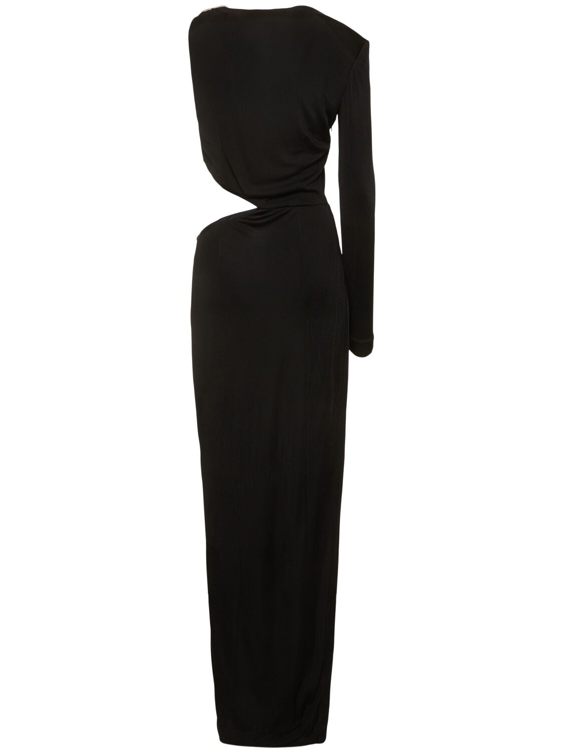 Shop Galvan Cutout Jersey One Sleeve Long Dress In Black
