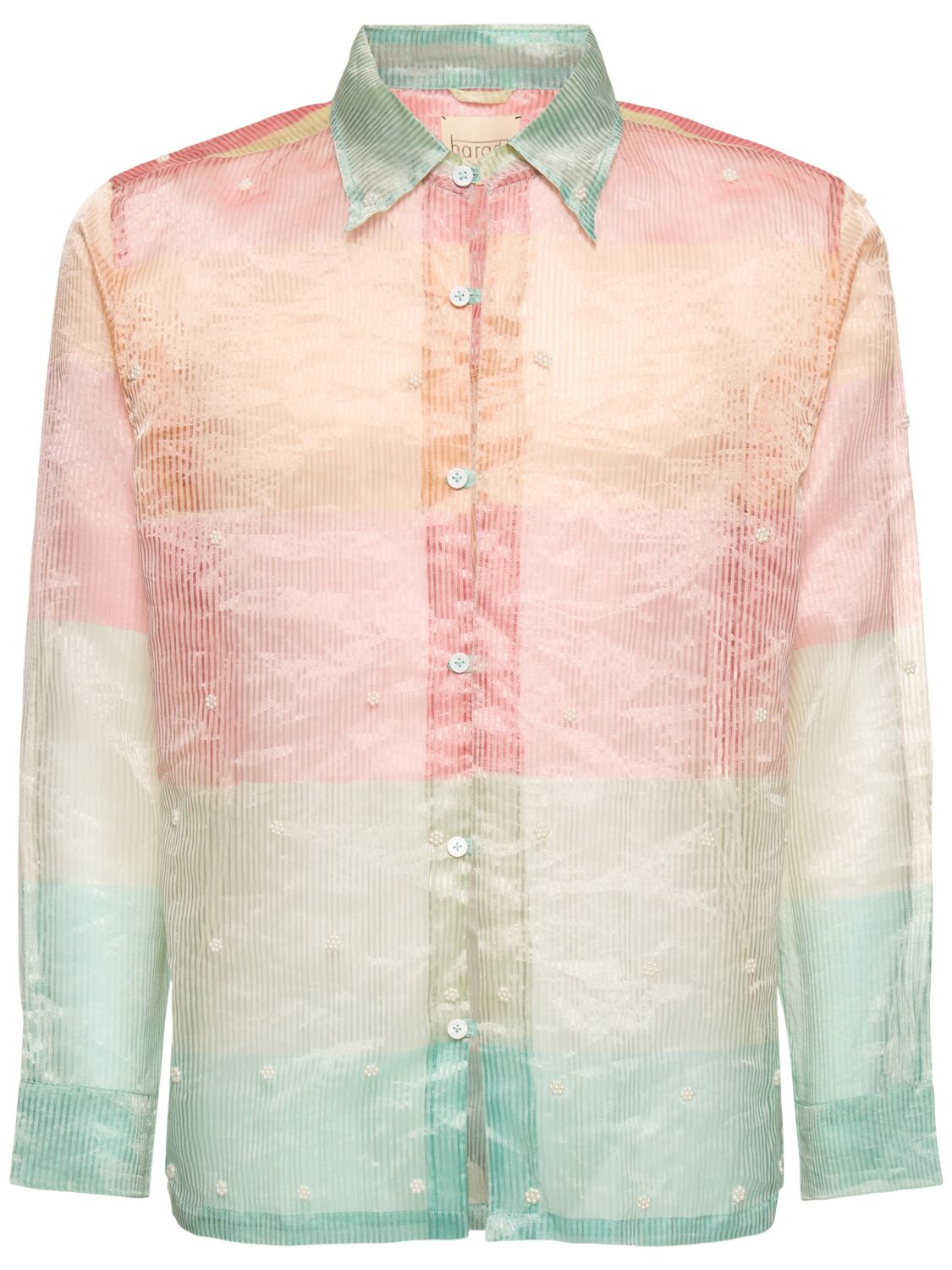 Harago Bead Daisy Silk Shirt In Multicolor