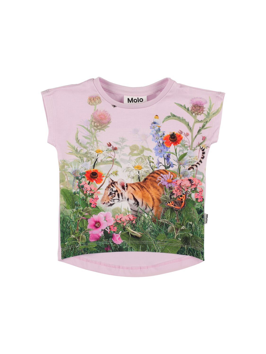 Image of Tiger Print Organic Cotton Blend T-shirt