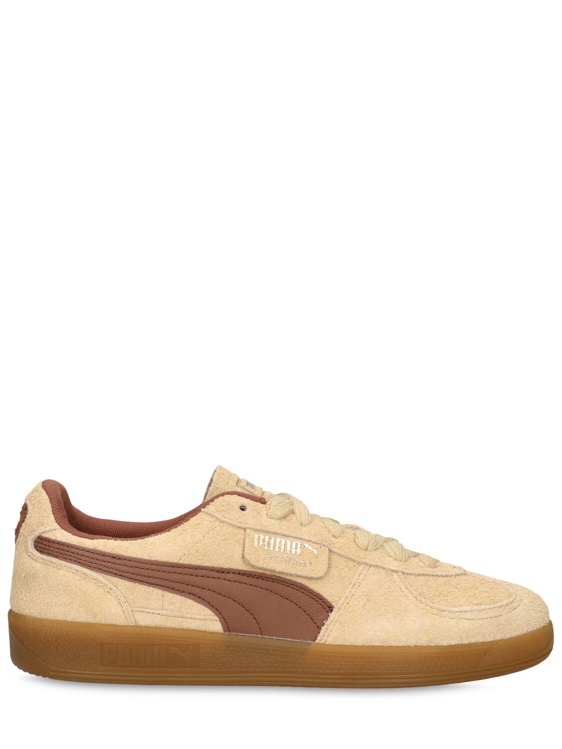 Puma Palermo Hairy Sneakers In Chamomile,brown