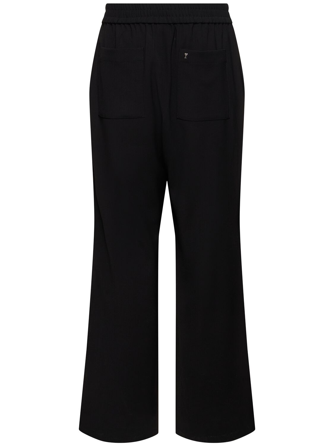 Shop Ami Alexandre Mattiussi Wool Blend Wide Pants In Black