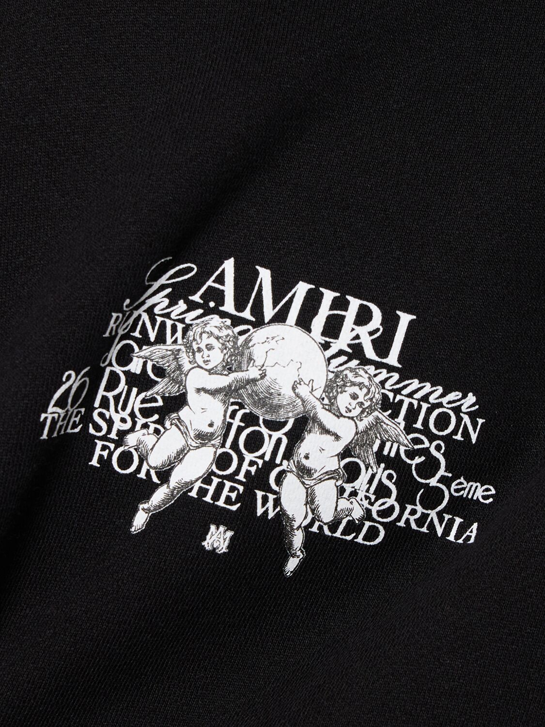 Shop Amiri Cherub Print Cotton Terry Hoodie In Black