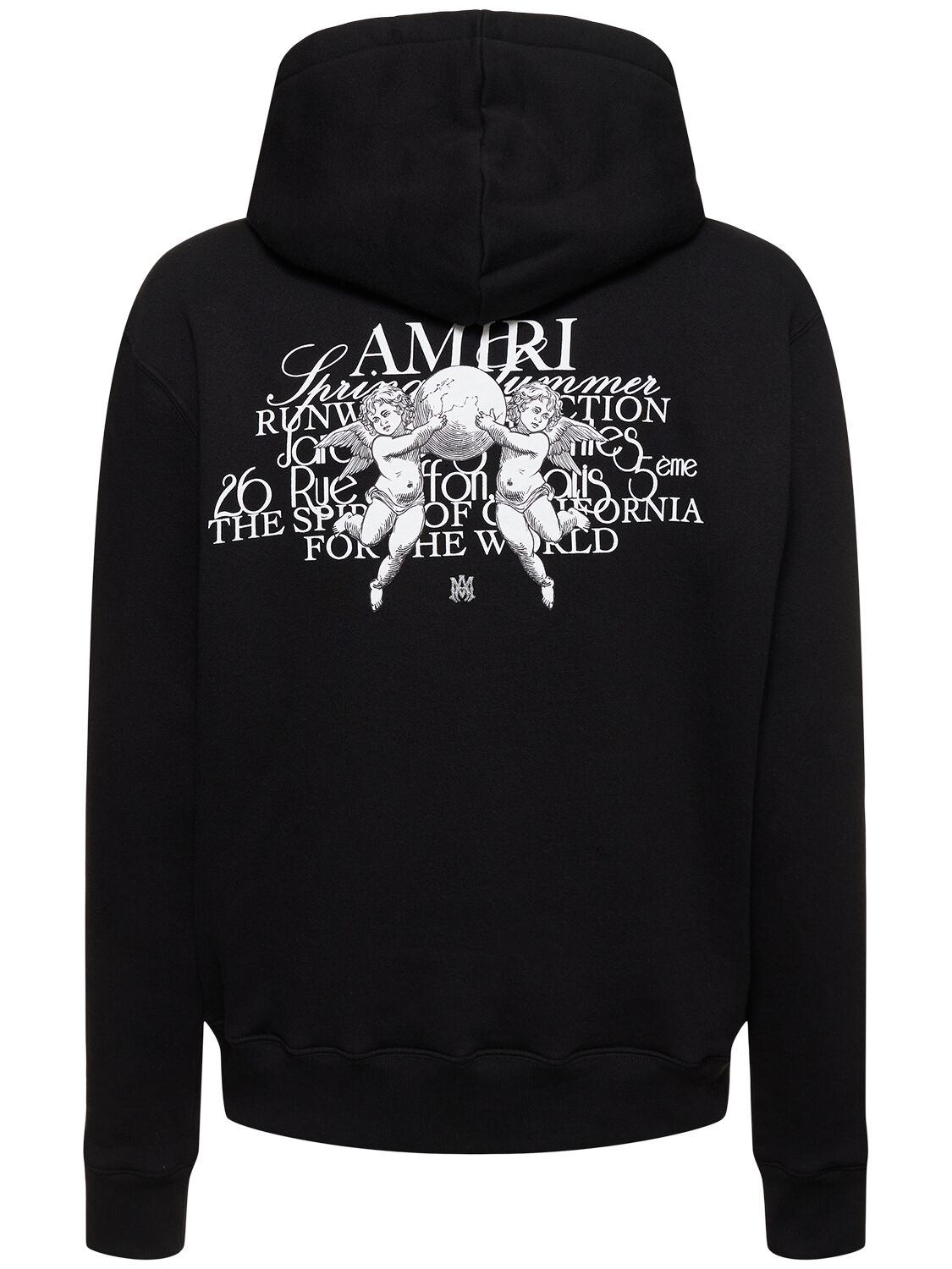 Shop Amiri Cherub Print Cotton Terry Hoodie In Black