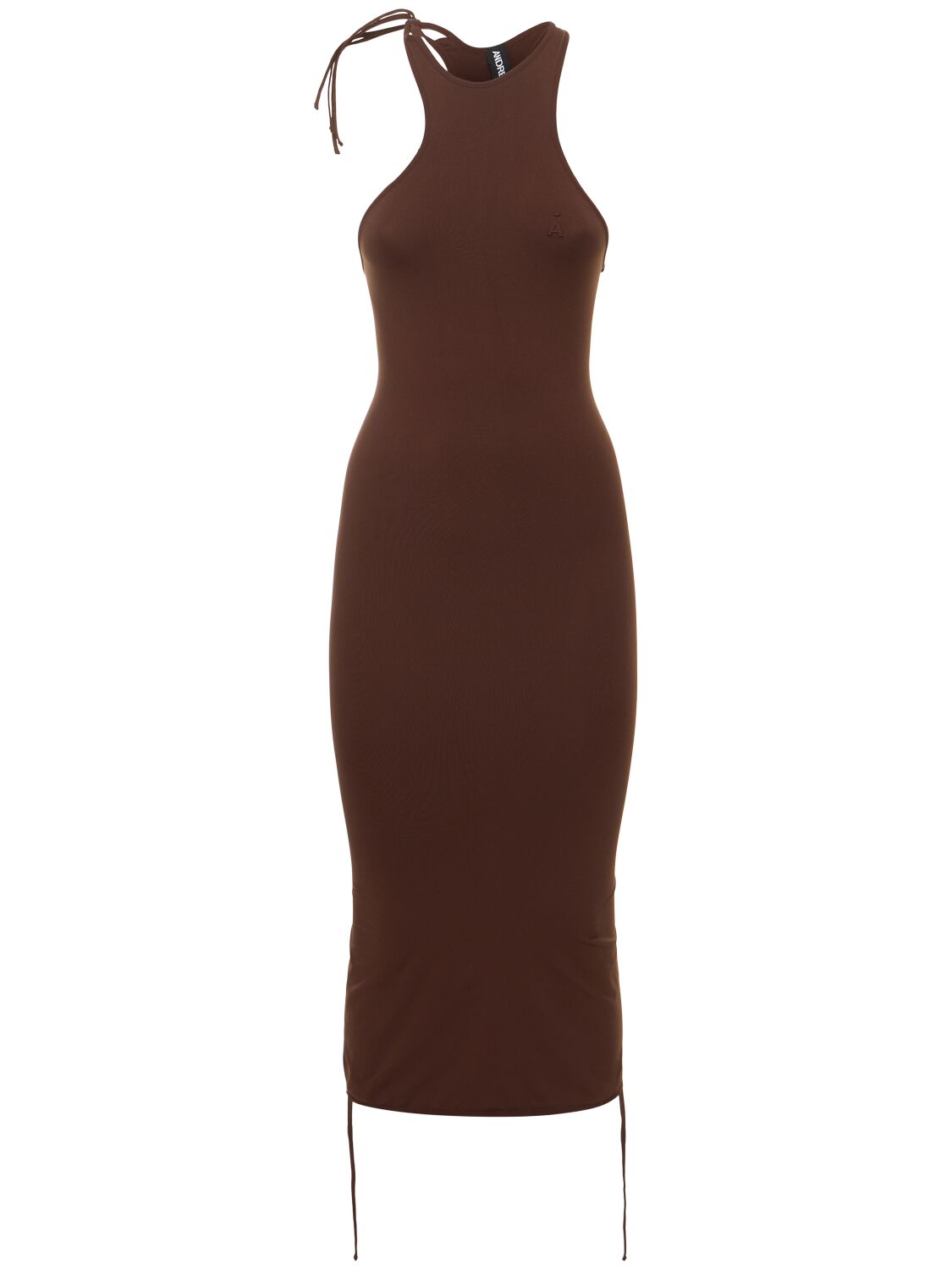 Shop Andreädamo Sculpting Jersey Midi Dress In Brown