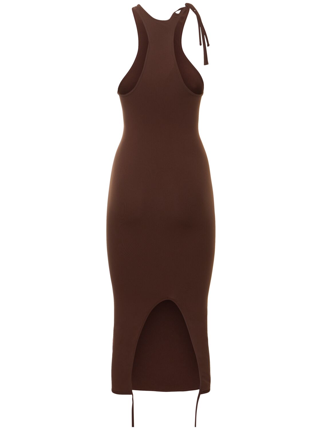 Shop Andreädamo Sculpting Jersey Midi Dress In Brown