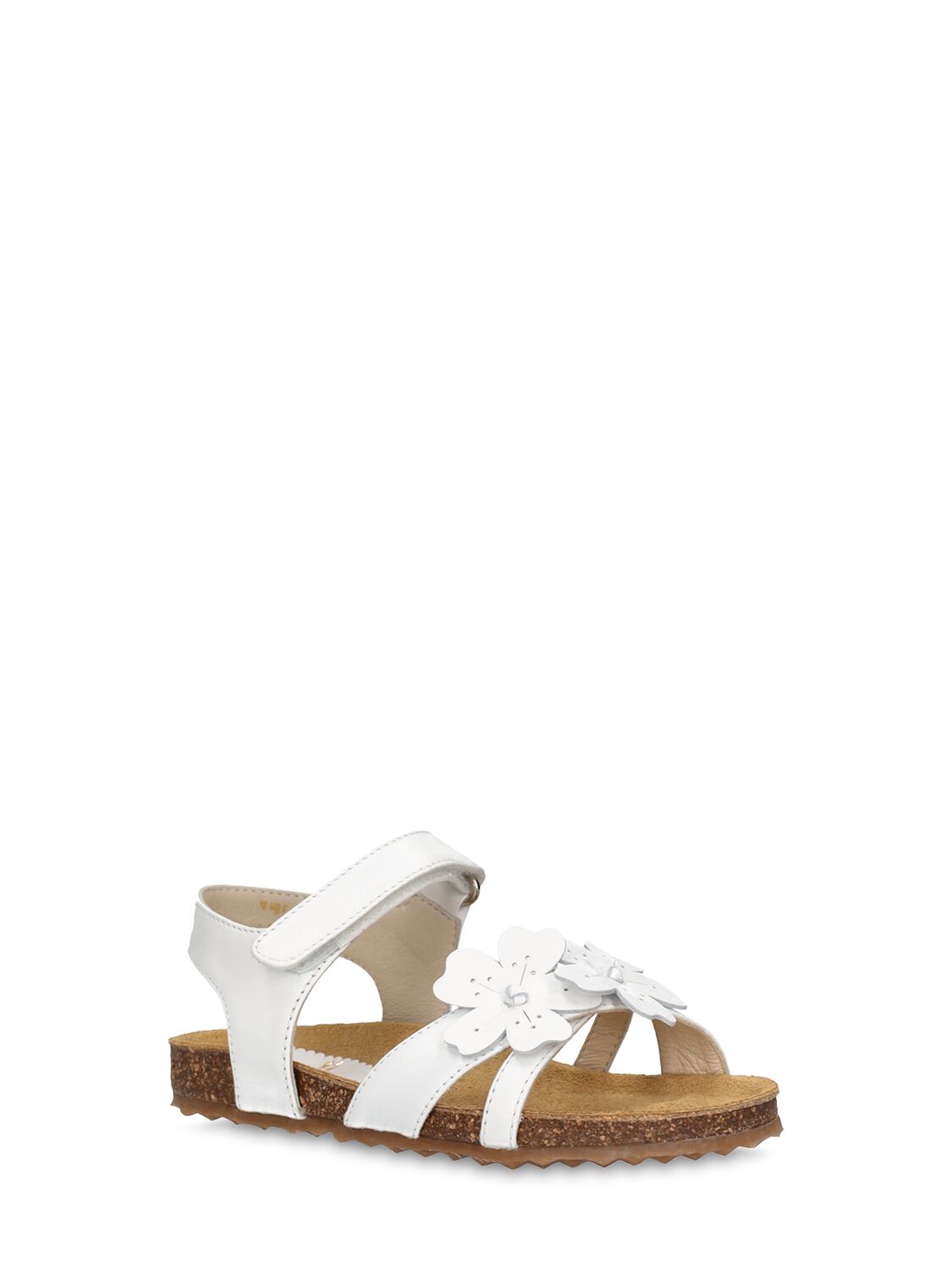 Shop Il Gufo Leather Sandals W/ Flower Appliqués In White