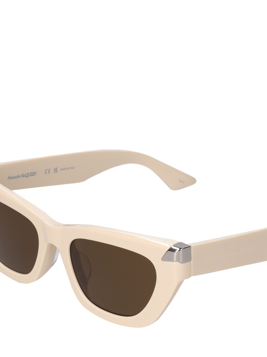 Shop Alexander Mcqueen Am0440sa Acetate Sunglasses In Ivory