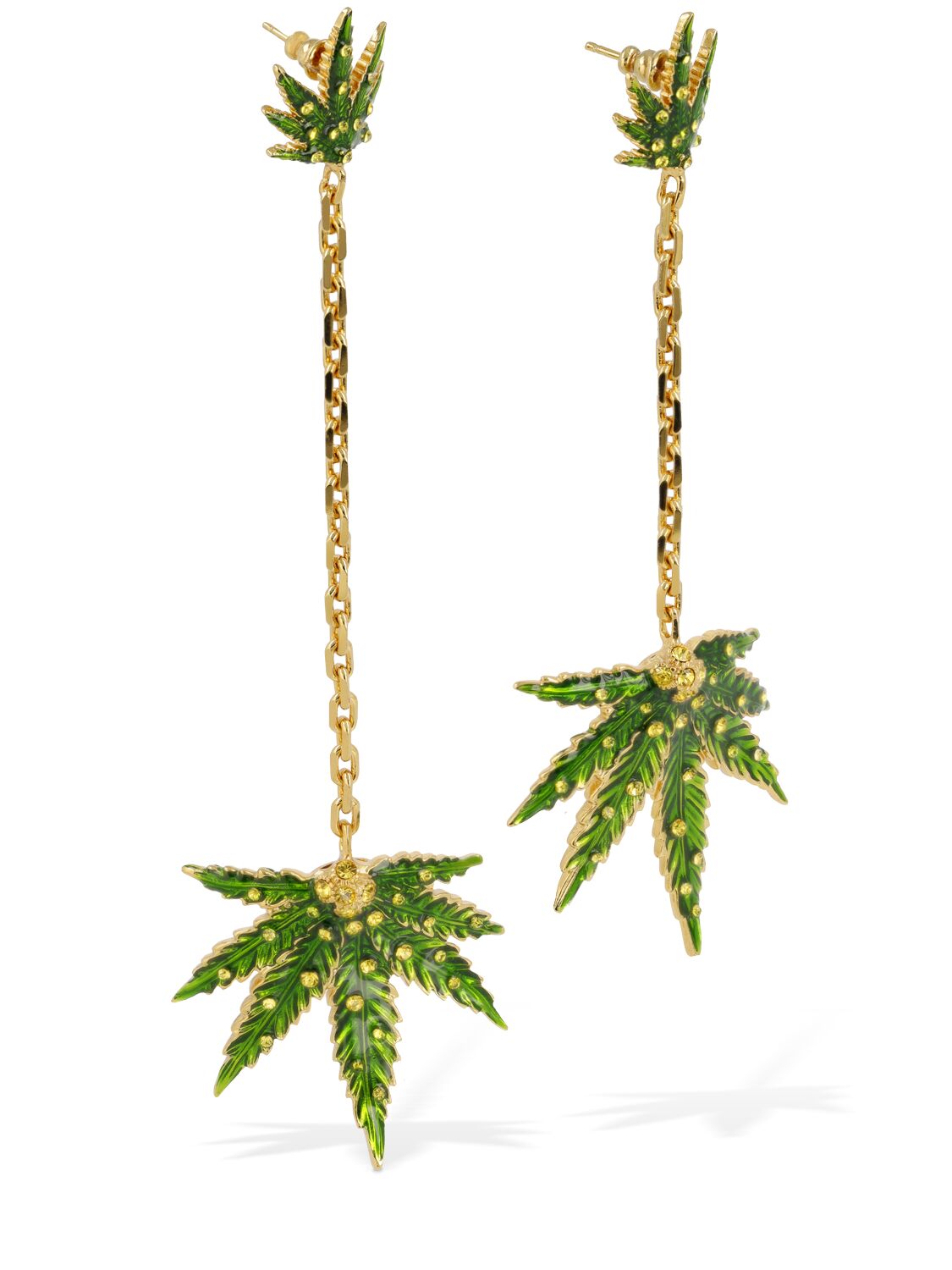 Shop Dsquared2 Marija Crystal Mismatched Earrings In Green,gold