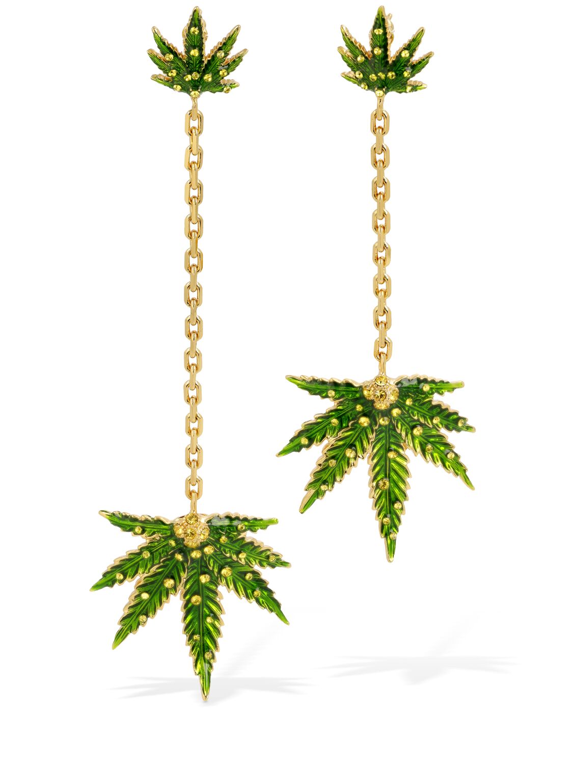 Dsquared2 Marija Crystal Mismatched Earrings In Green,gold