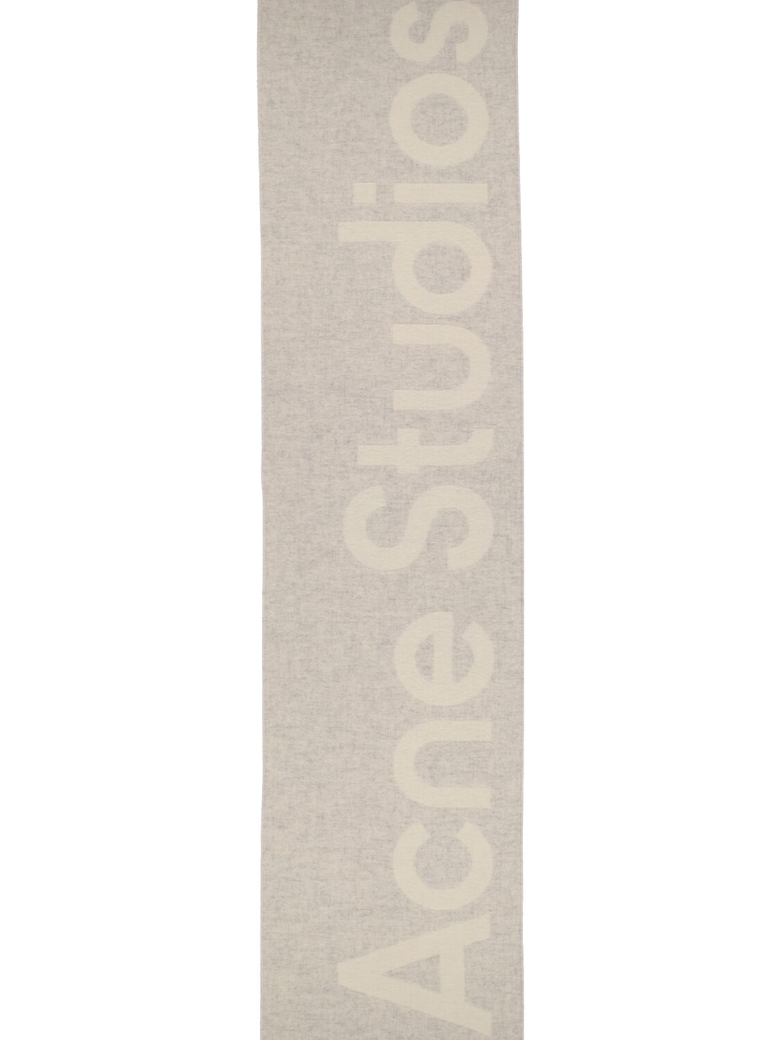 Shop Acne Studios Toronty Contrast Logo Wool Blend Scarf In White,lightgrey