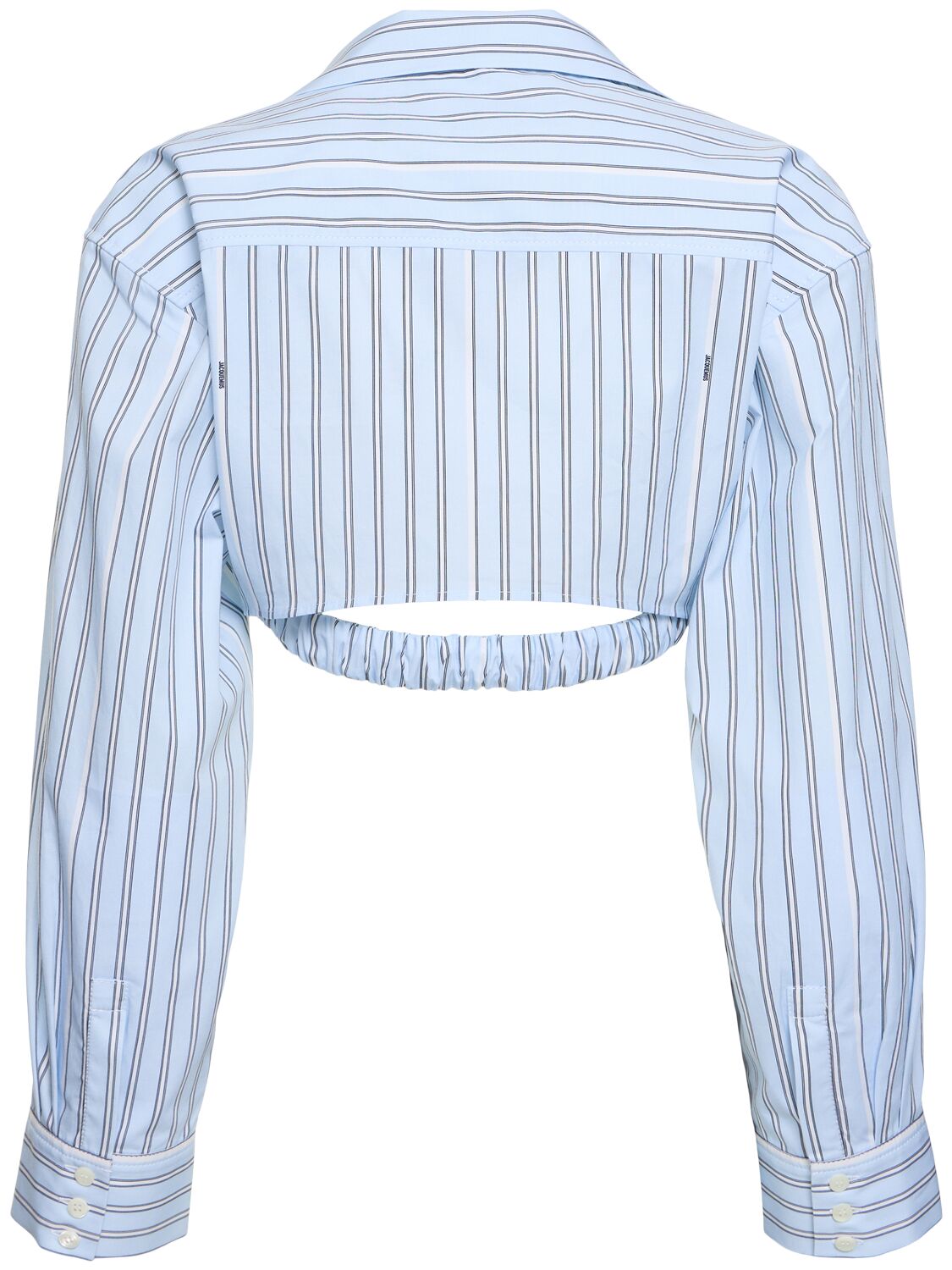 Shop Jacquemus La Chemise Bahia Courte Cotton Shirt In Light Blue,white