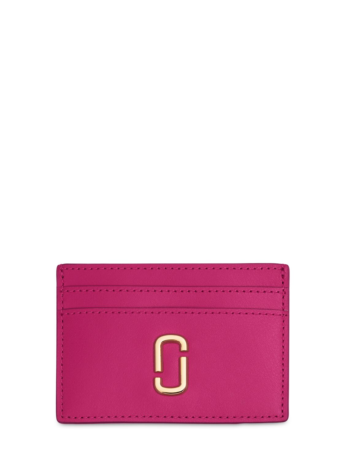 Marc Jacobs Leather Card Holder In Lipstick Pink