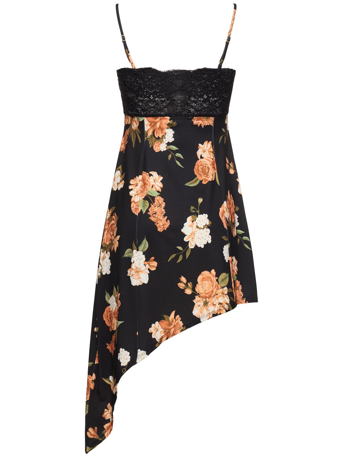 Shop Weworewhat Asymmetric Lace Mini Dress In Black,multi