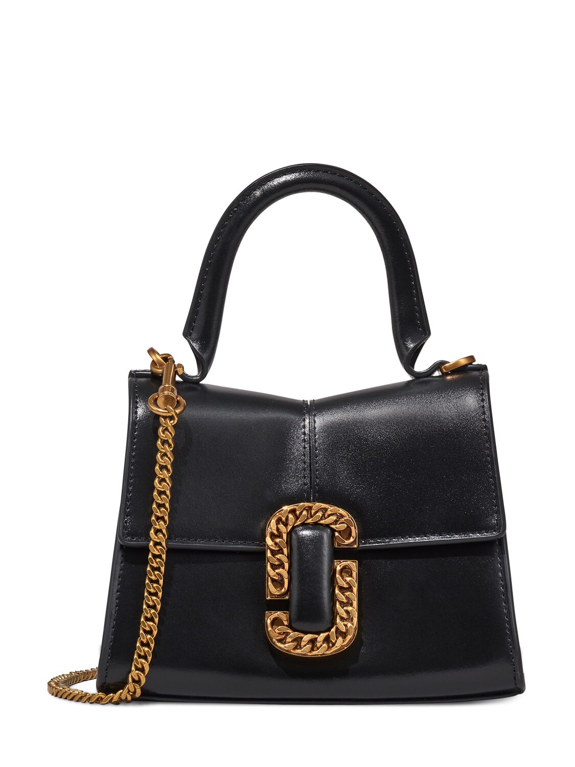 Marc Jacobs The Mini Leather Top Handle Bag In Black