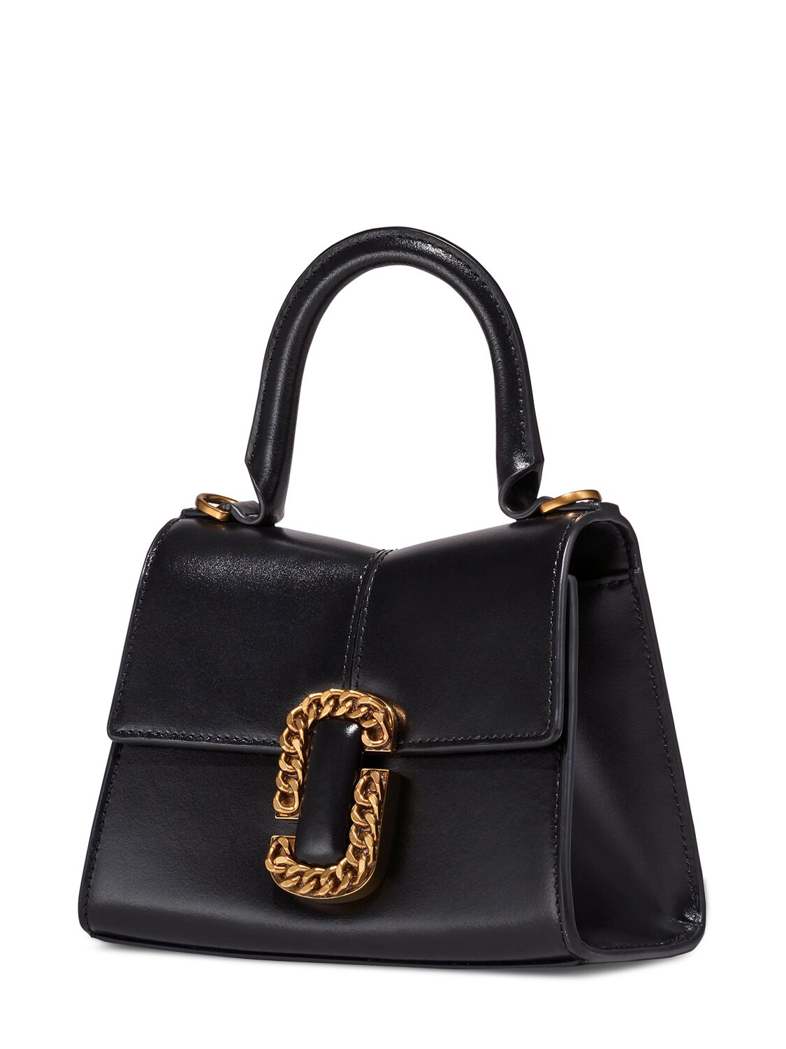 Shop Marc Jacobs The Mini Leather Top Handle Bag In Black