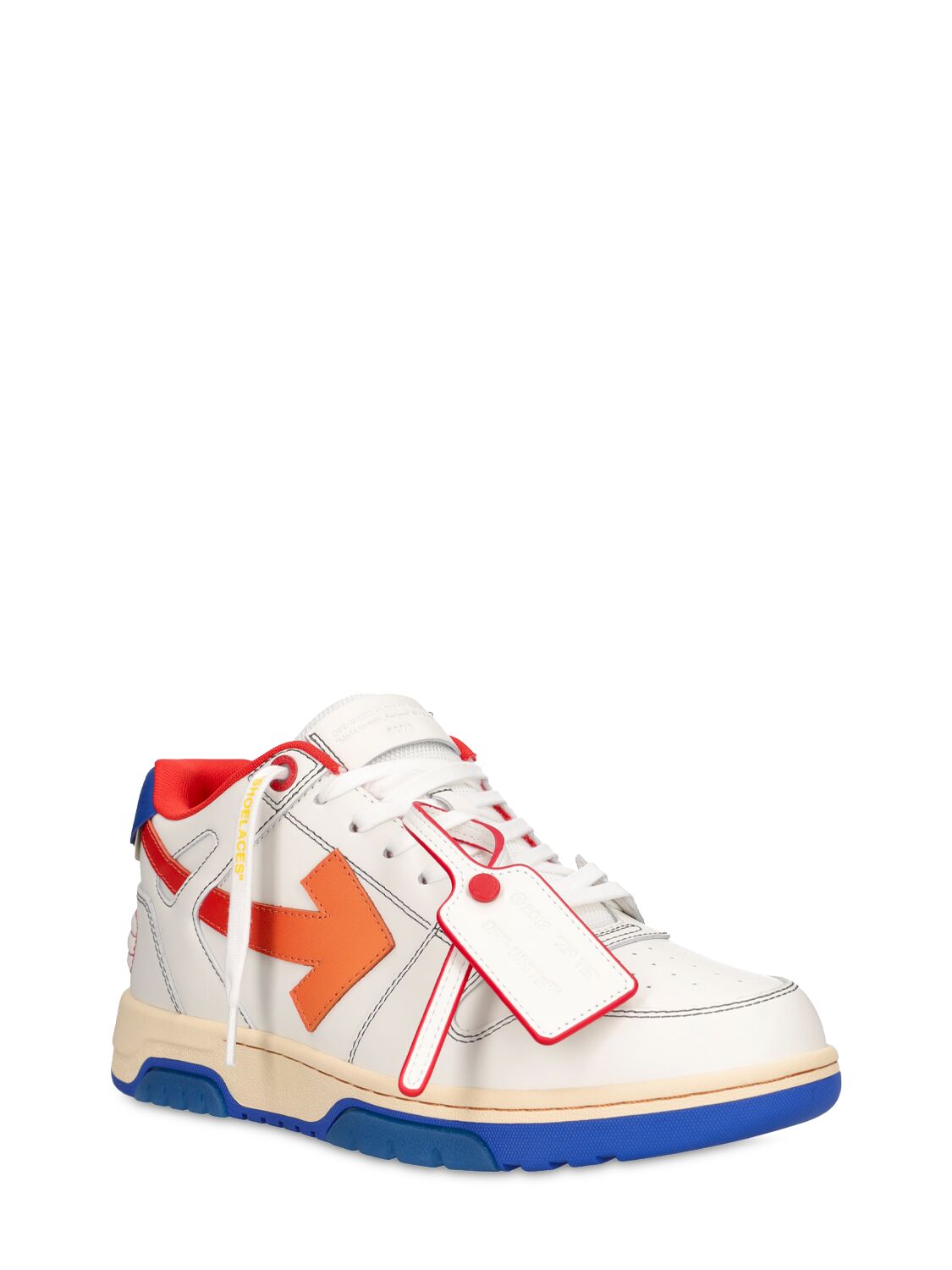 Shop Off-white Out Of Office Stitched Leather Sneakers In 화이트,레드
