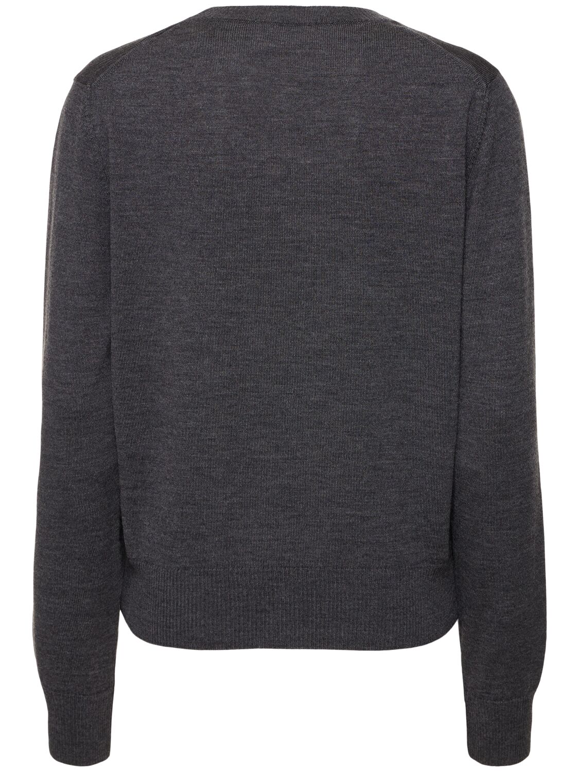 Shop Ami Alexandre Mattiussi Red Ami De Coeur Wool Crewneck Sweater In Grey