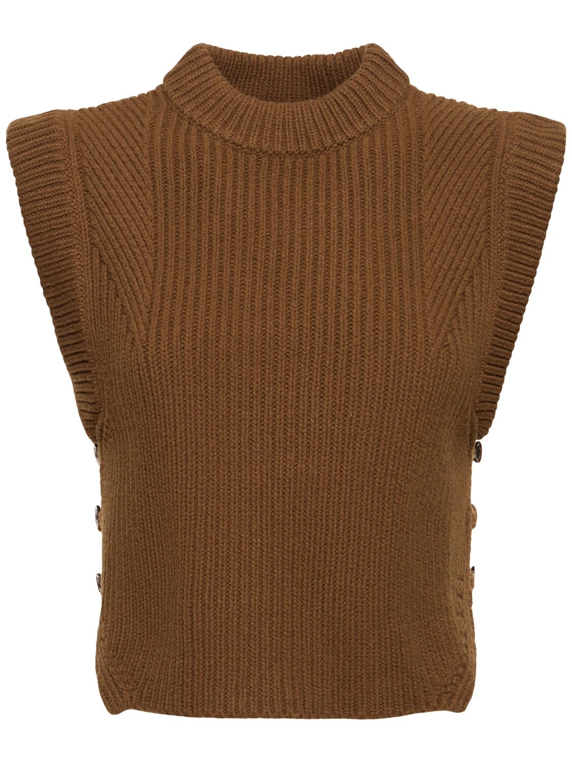 Soeur Alky Knit Wool Vest In Brown