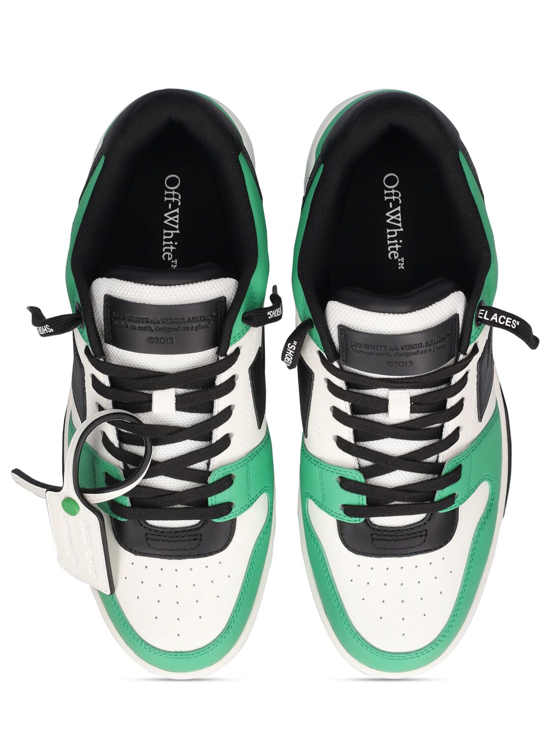 Shop Off-white Out Of Office Leather Sneakers In Green,black