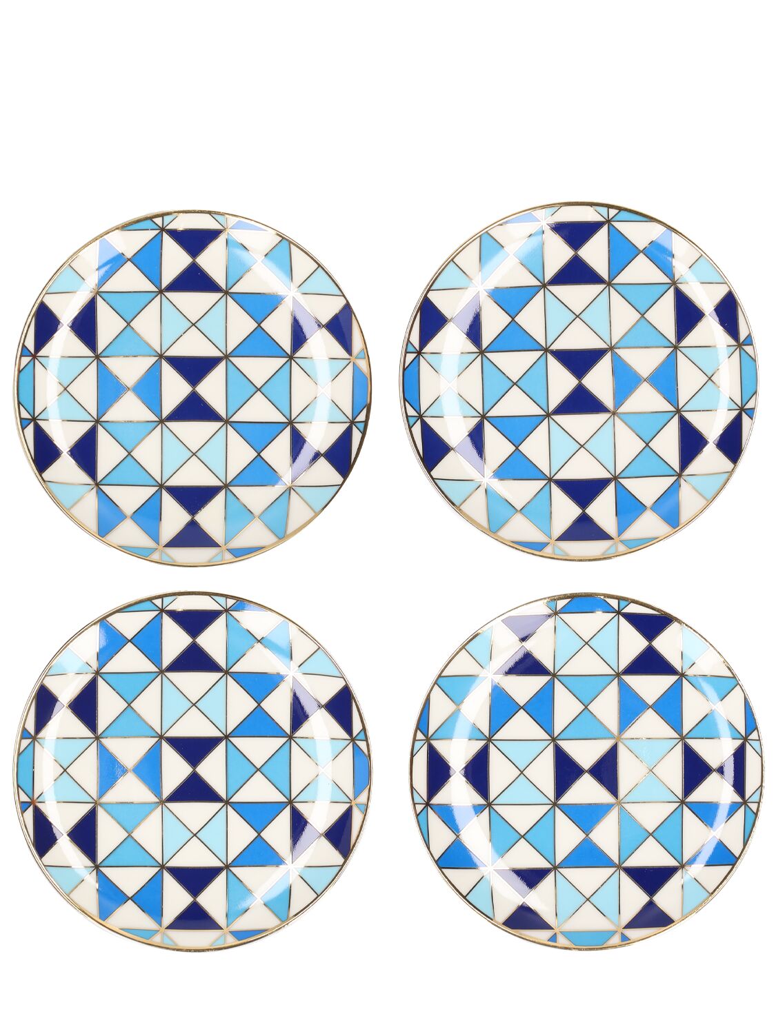 Jonathan Adler Set Of 4 Sorrento Porcelain Coasters In Blue