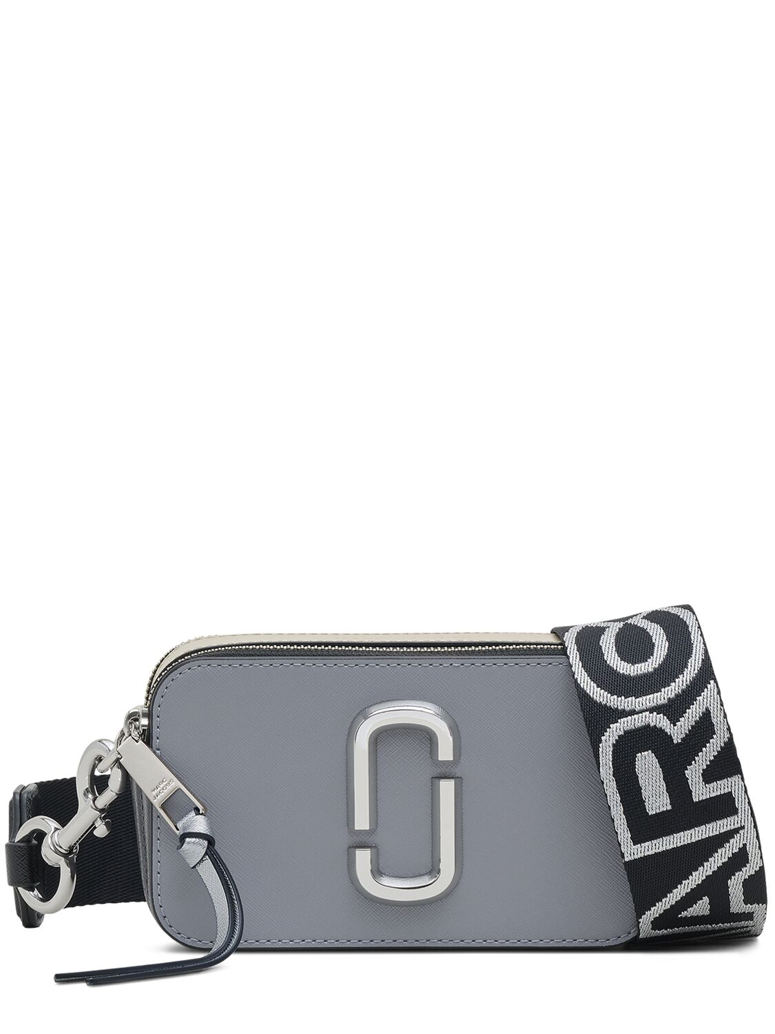 Shop Marc Jacobs The Snapshot Leather Shoulder Bag In Wolf Grey Multi