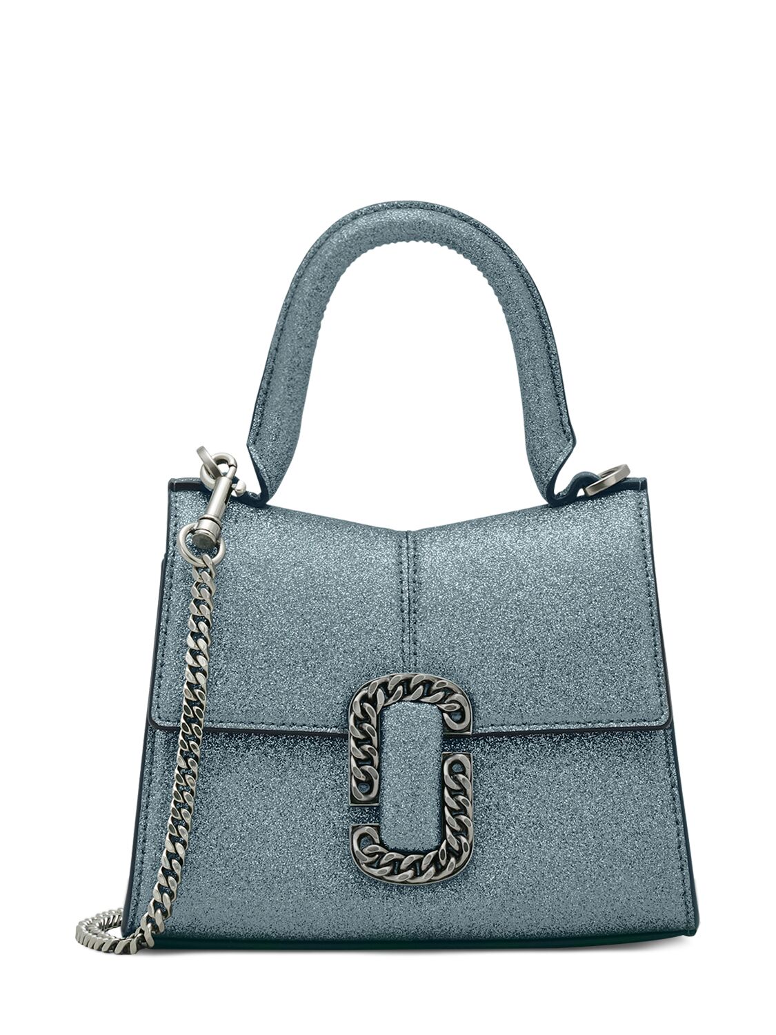 Marc Jacobs The Mini Leather Top Handle Bag In Silver