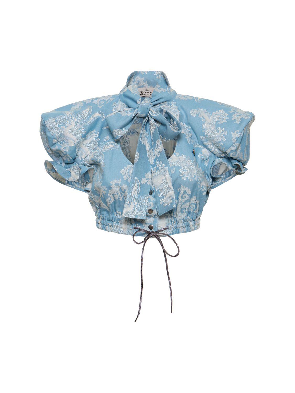 Shop Vivienne Westwood Football Heart Jacquard Cotton Crop Top In Blue,white