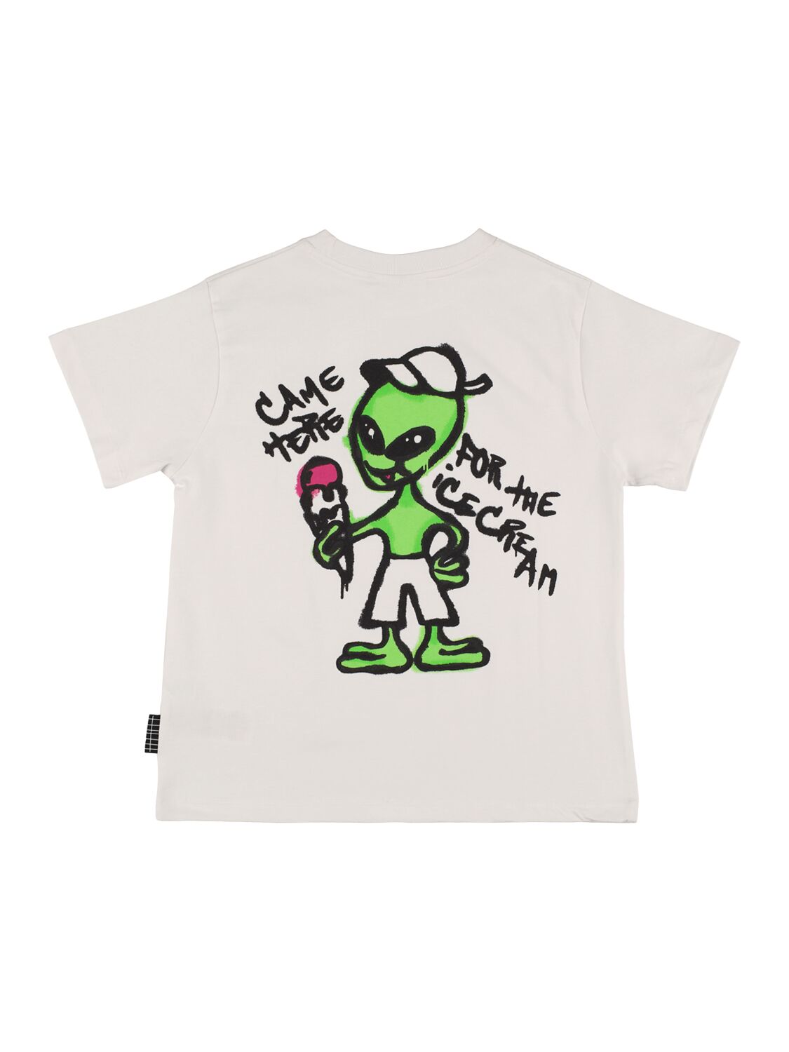 Molo Kids' Alien Print Organic Cotton T-shirt In White