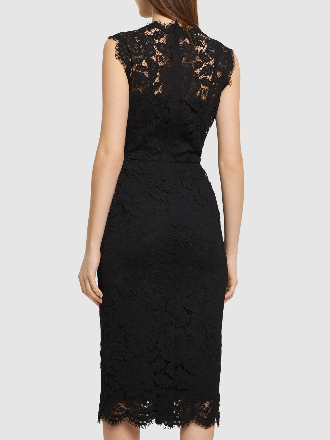DOLCE & GABBANA SLEEVELESS LACE MIDI DRESS 