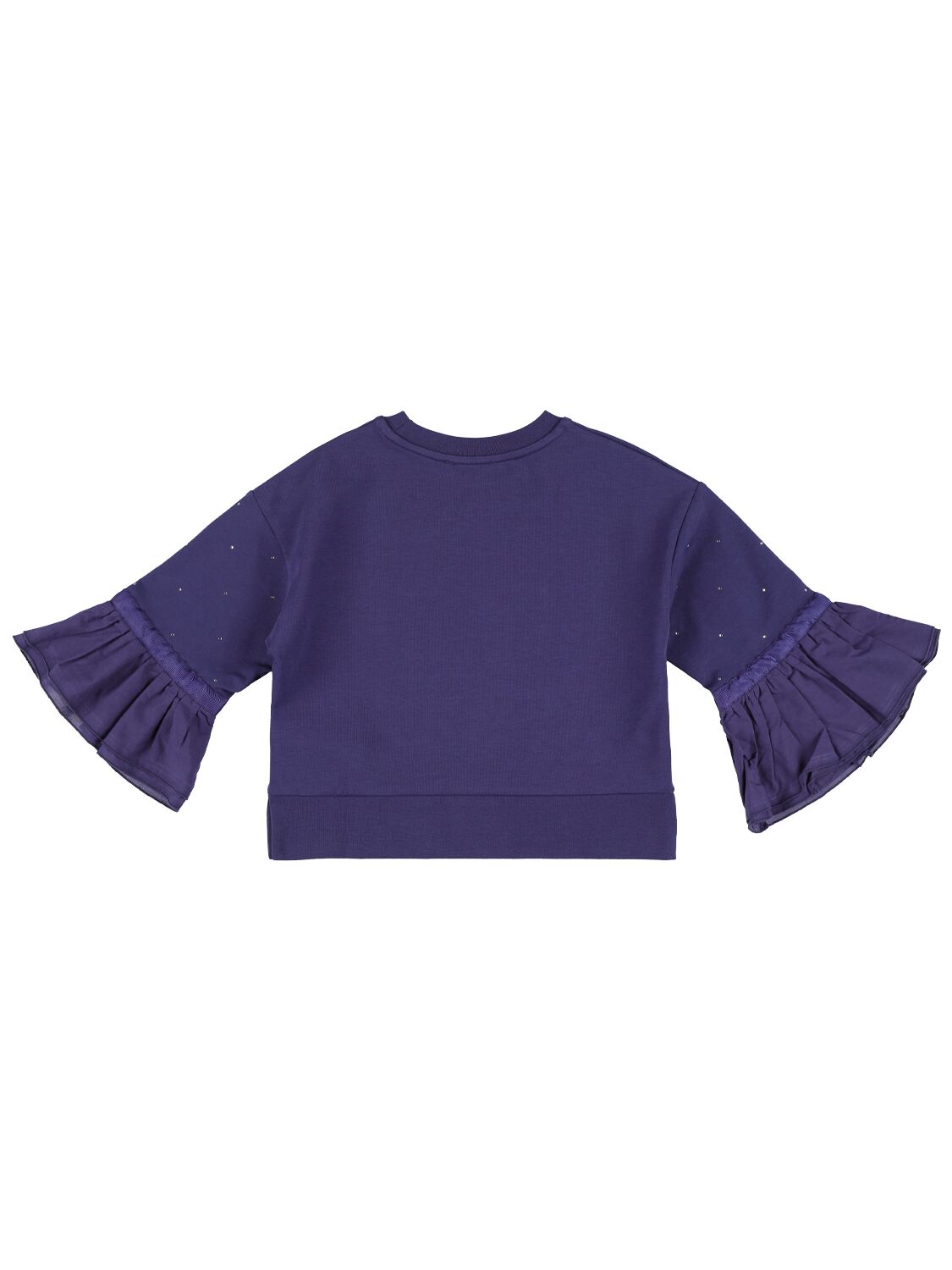 MONNALISA COTTON EYELET LACE CREWNECK SWEATSHIRT 