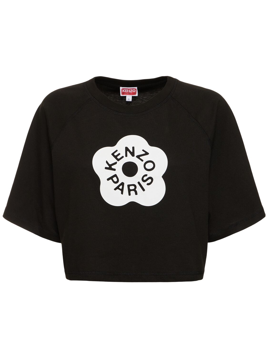 Shop Kenzo Boke Cropped Cotton Boxy T-shirt In Black