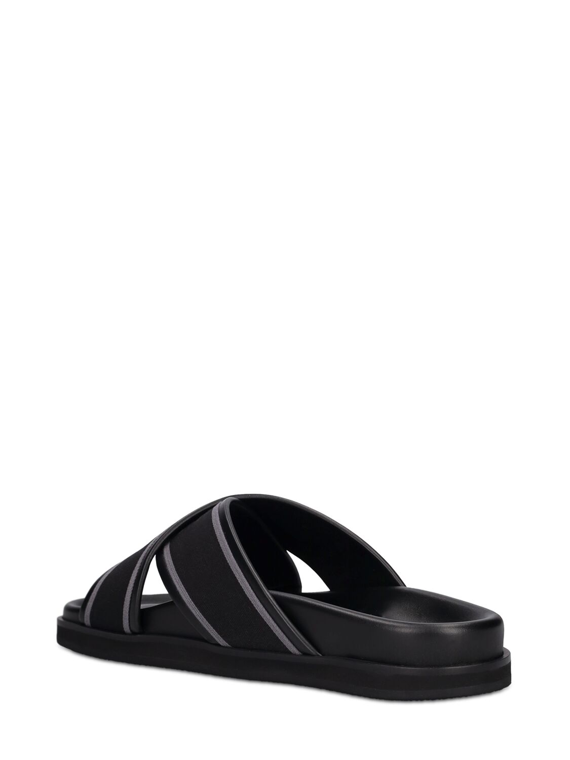 Shop Off-white Cloud Criss Cross Leather Slide Sandals In 블랙