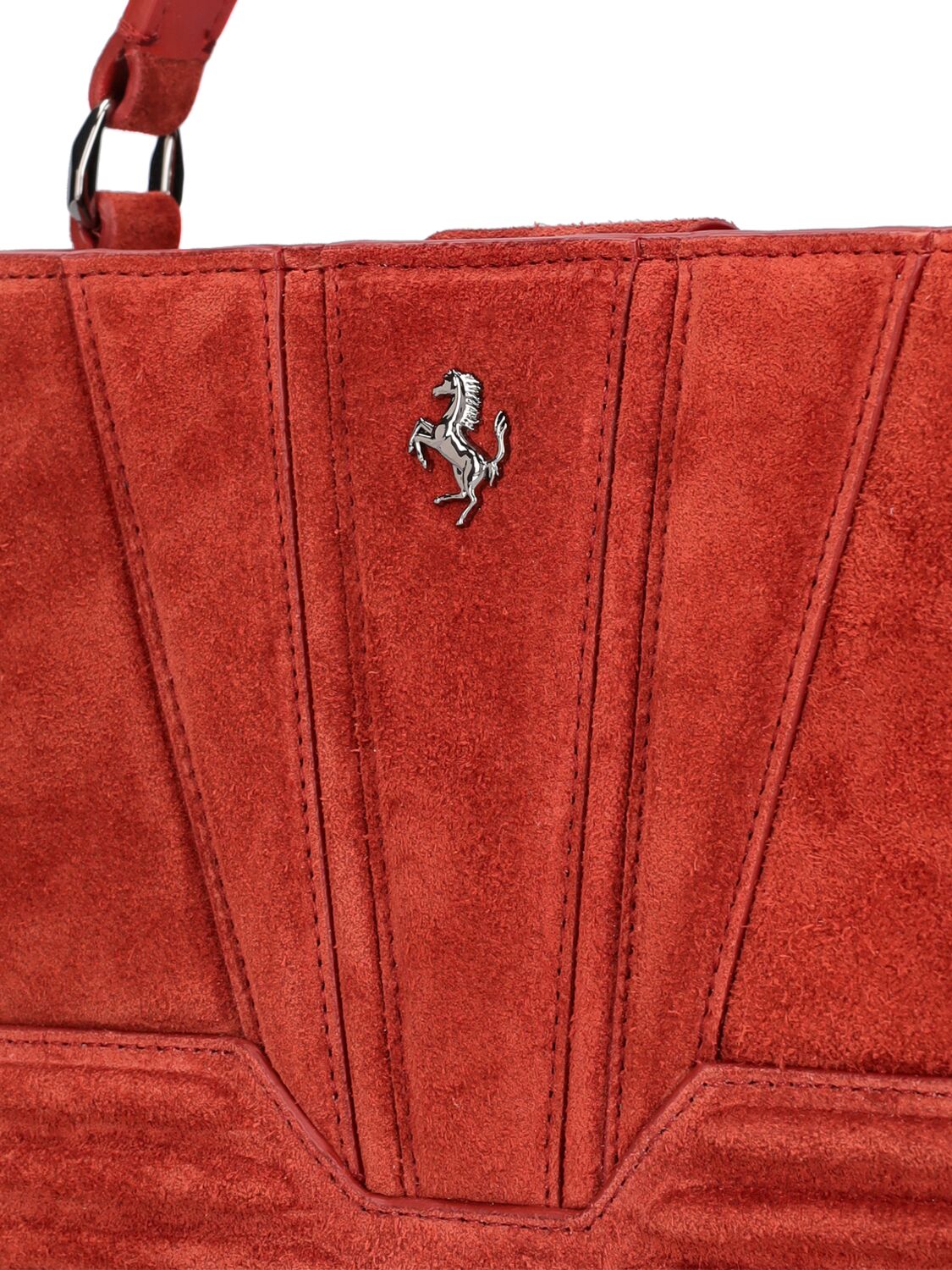 Shop Ferrari Micro Suede Leather Tote Bag In Red