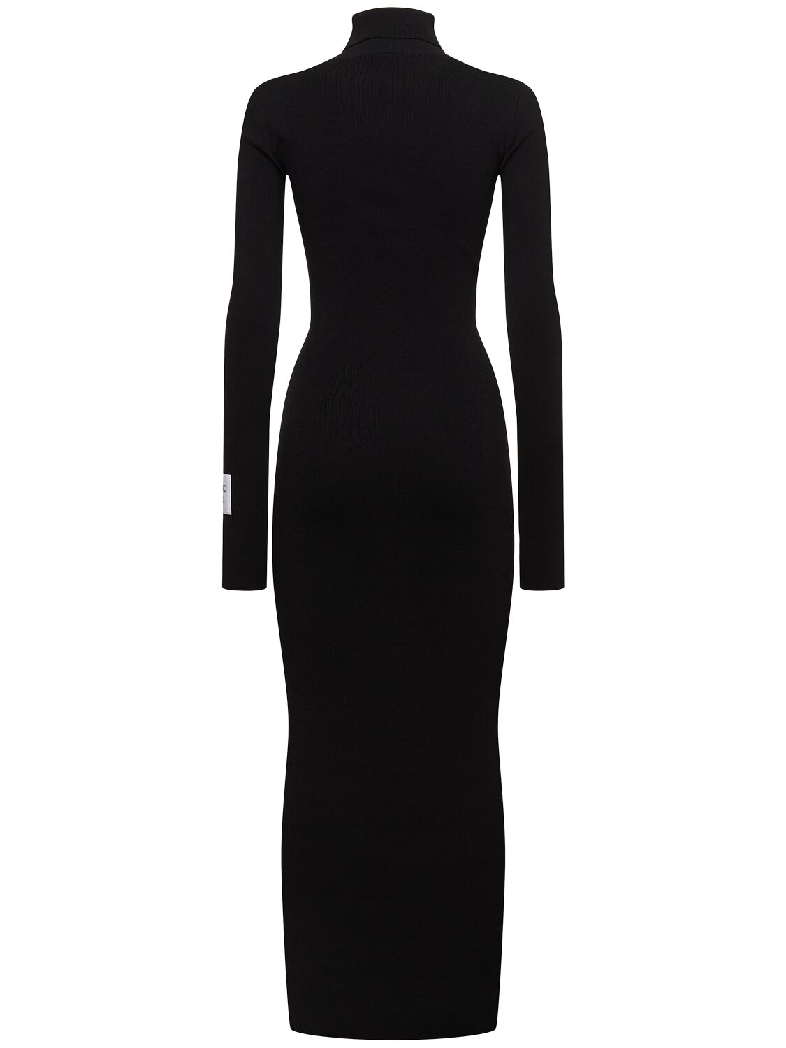 Shop Moschino Cotton Long Sleeve Turtleneck Long Dress In Black