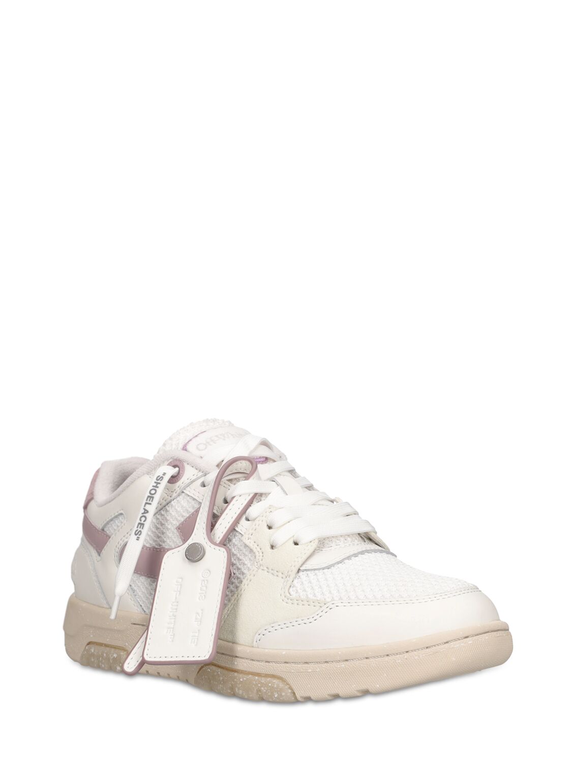 Shop Off-white 20mm Slim Out Of Office Leather Sneakers In White,lilac