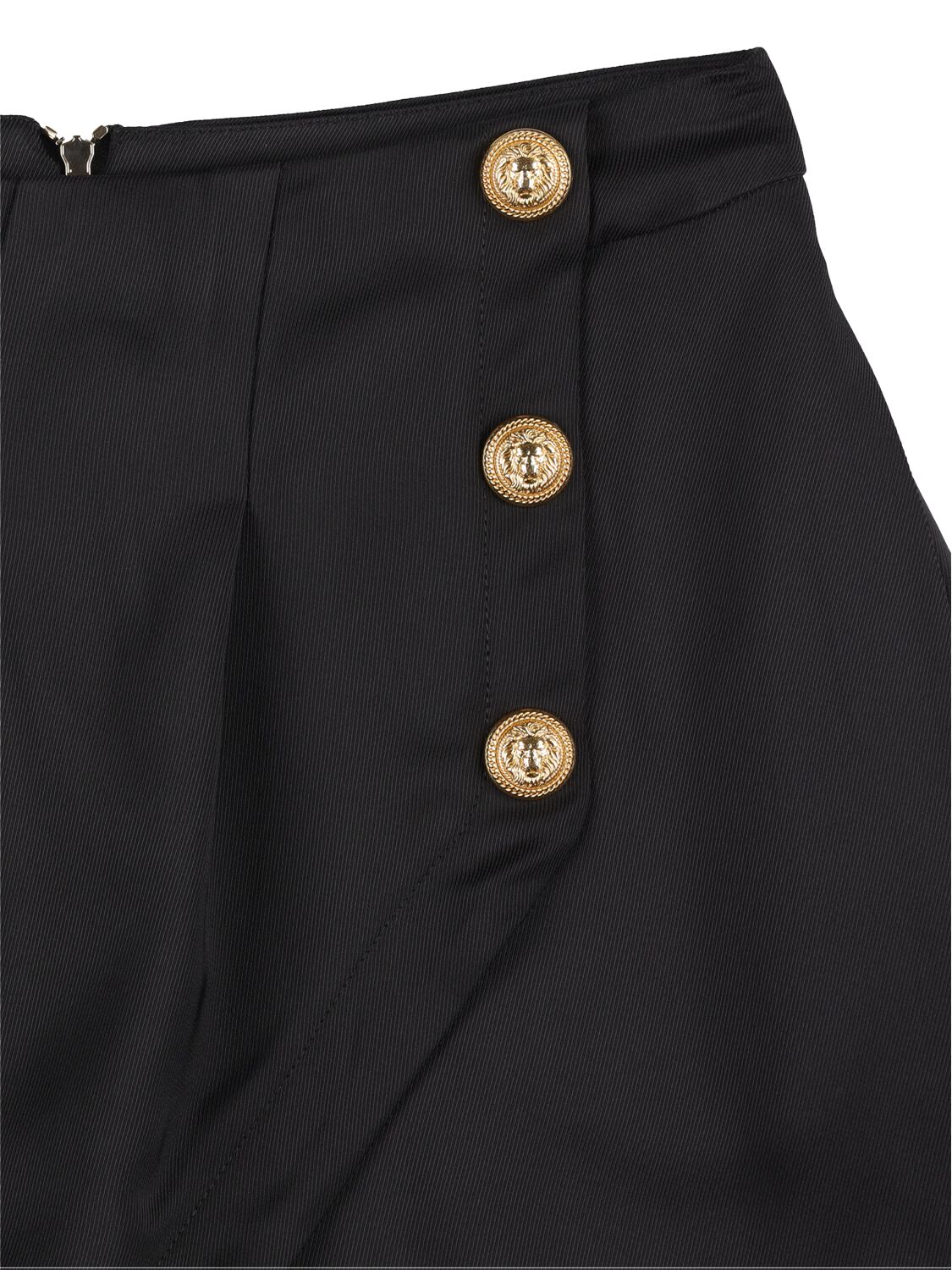 Shop Balmain Blend Cotton Gabardine Shorts In Black