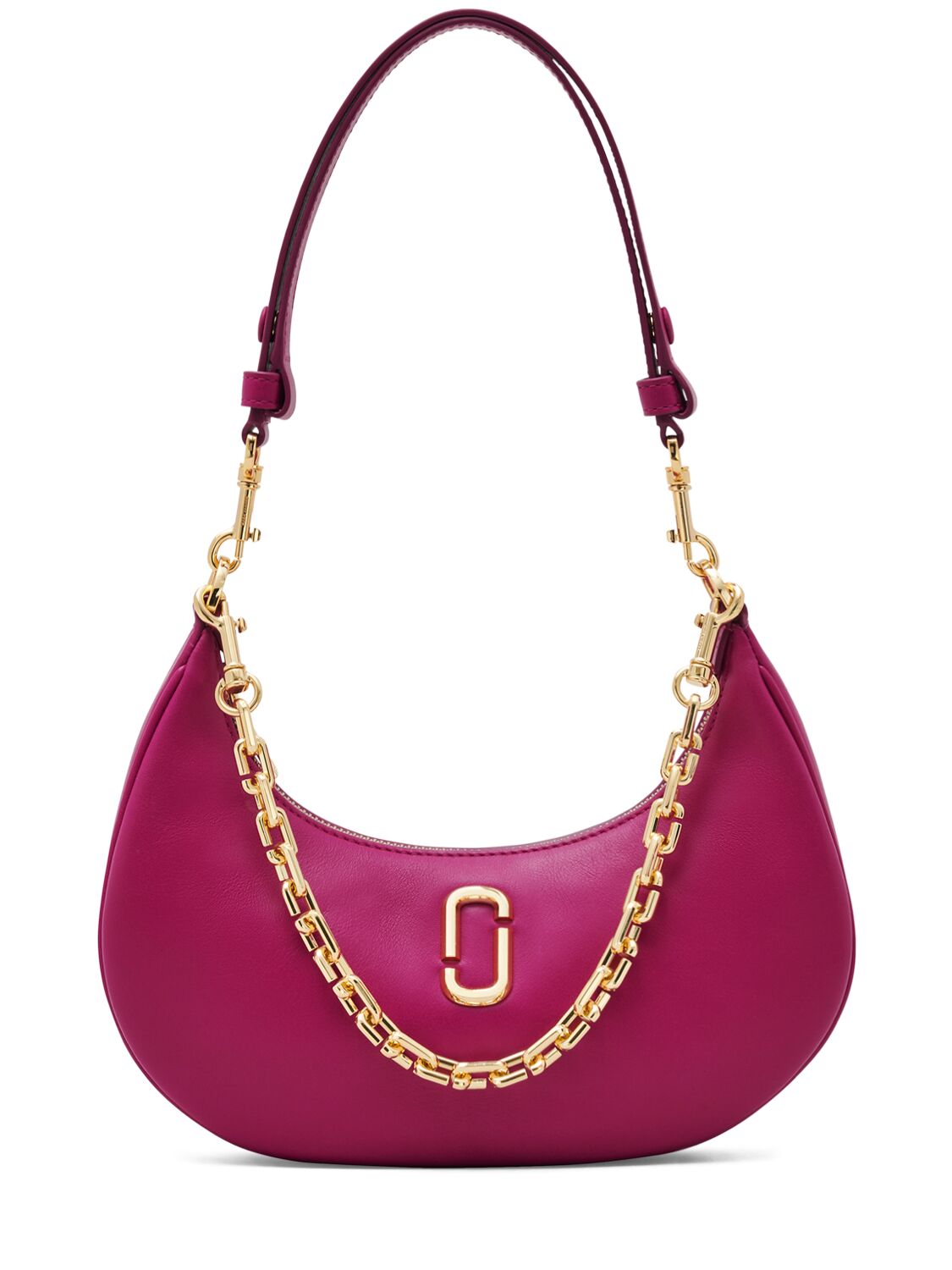 Shop Marc Jacobs The Small Curve Leather Shoulder Bag In Lipstick Pink
