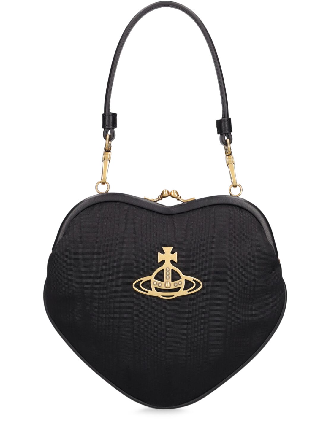 Vivienne Westwood Belle Heart Frame Moiré Top Handle Bag In Black