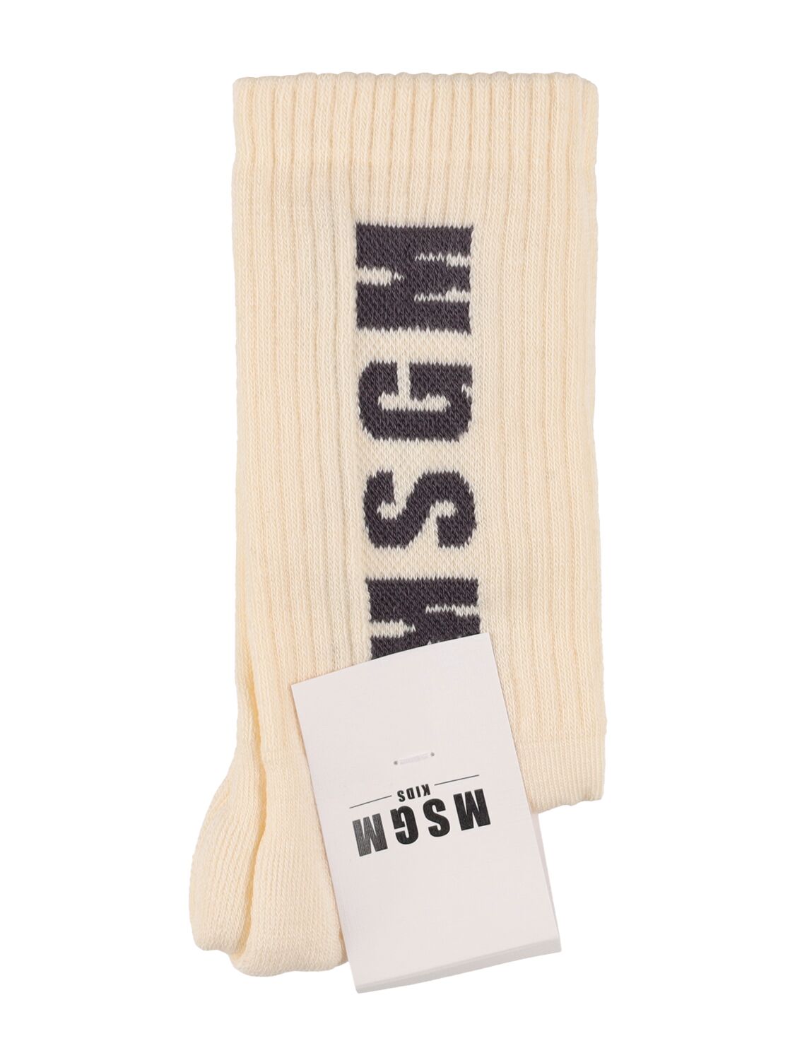 Msgm Kids' Cotton Blend Knit Socks In Brown